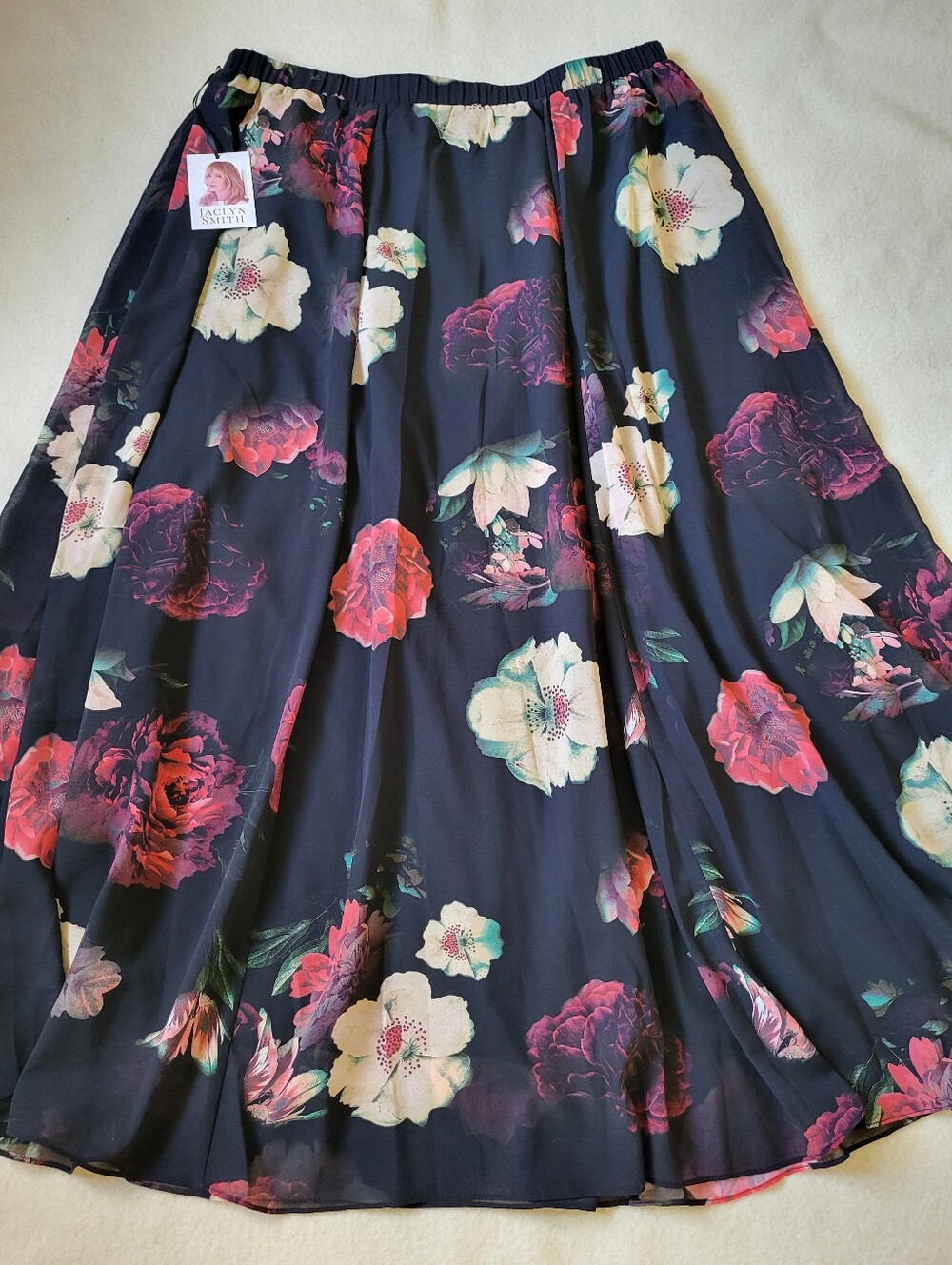 NWT Black Floral Whimsigoth Maxi Skirt Women's Size XL Sheer Layers Lined - Picture 11 of 13
